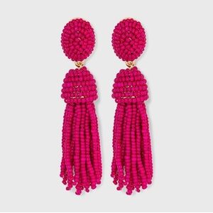 Polished beaded tassel earrings